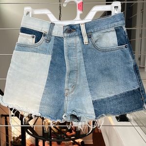 Abercombie & Fitch color block high wasted jean shorts